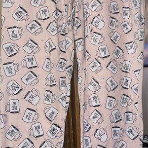 Rae Dunn Pajama Bottoms - Light Pink Mug Pattern